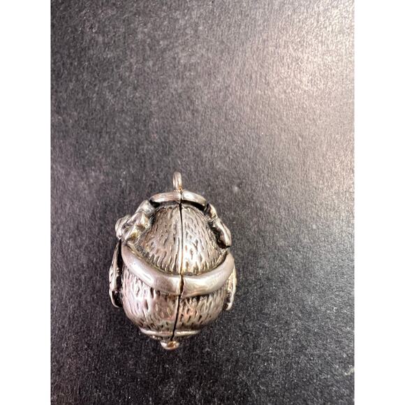 Vintage Sterling Silver MCM Hinged Egg Locket Charm Pendant Jewelry - Picture 11 of 16